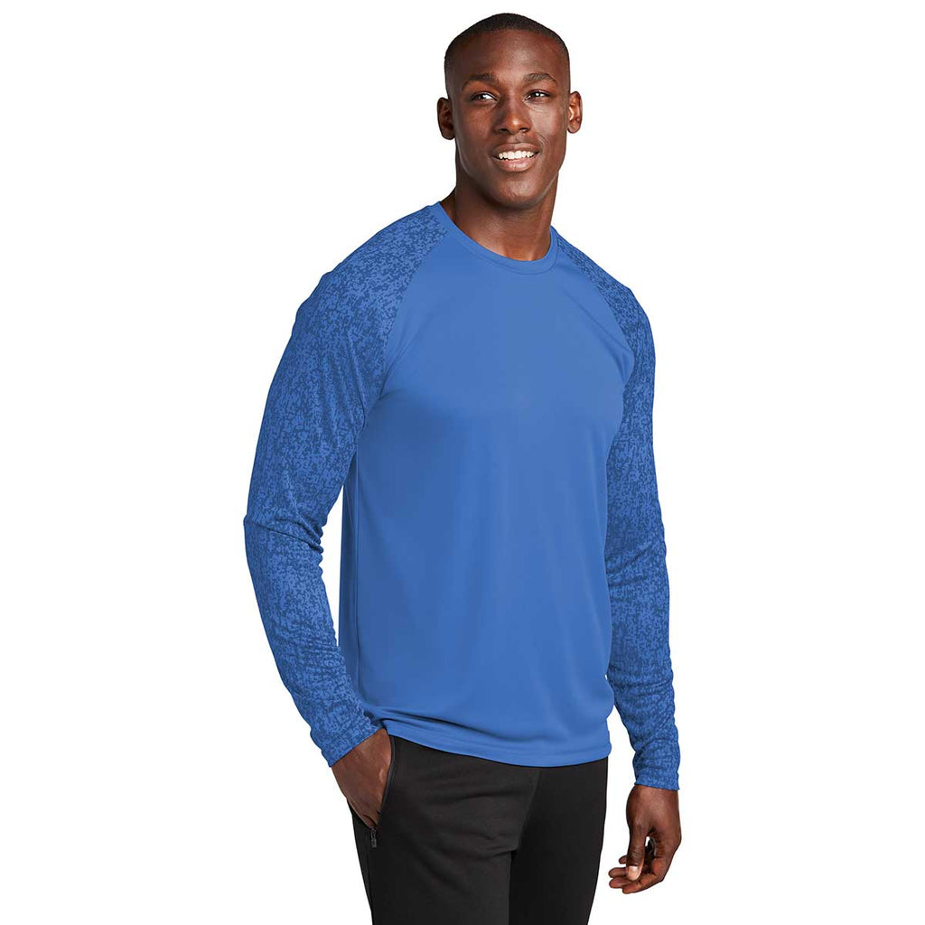 Sport-Tek Men's True Royal PosiCharge Digi Camo Long Sleeve Tee