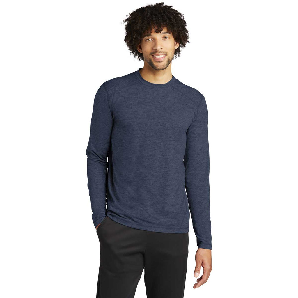 Sport-Tek Men's Dark Denim Heather Exchange 1.5 Long Sleeve Crew