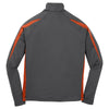 Sport-Tek Men's Charcoal Grey/ Deep Orange Sport-Wick Stretch 1/2-Zip Colorblock Pullover