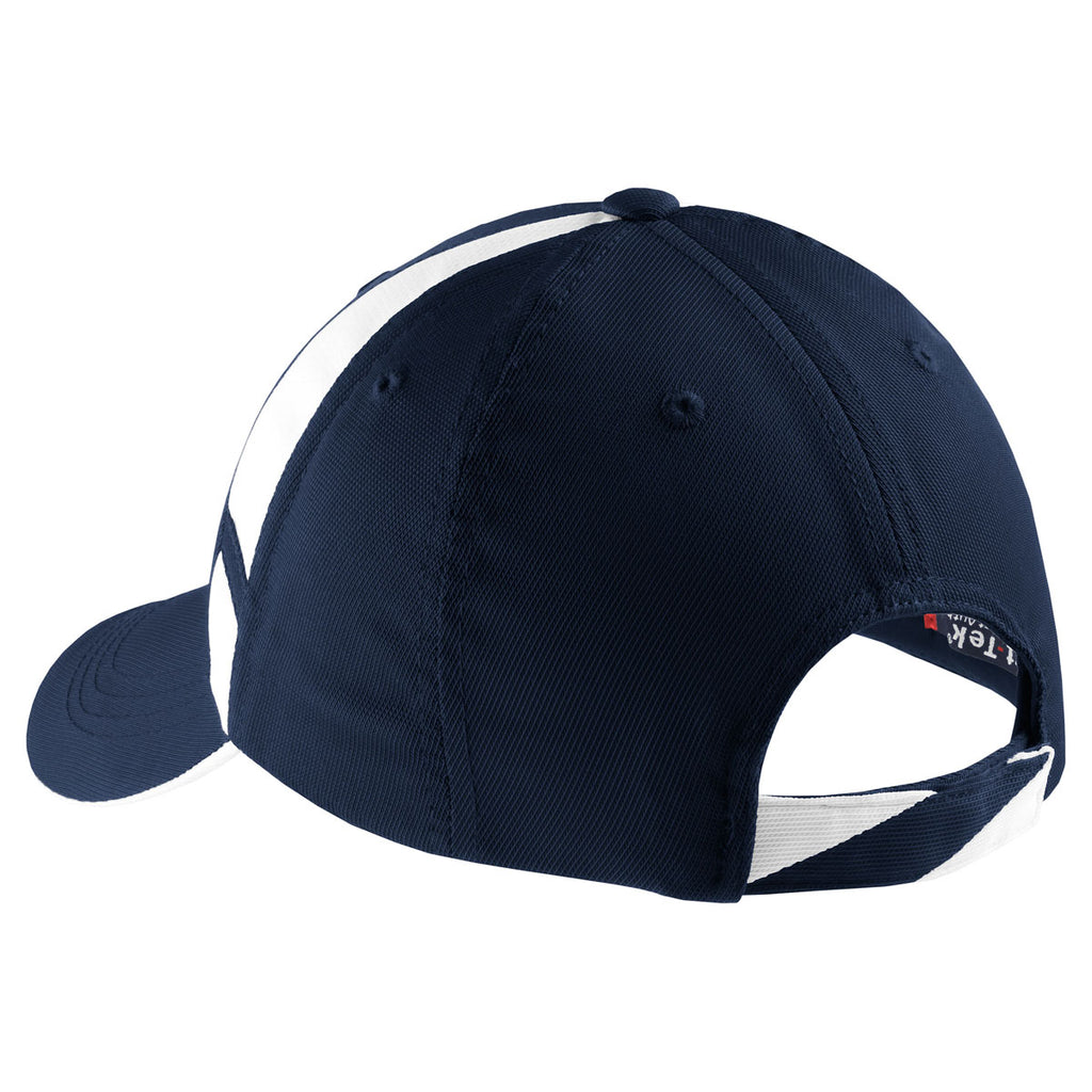 Sport-Tek True Navy/White Dry Zone Mesh Inset Cap