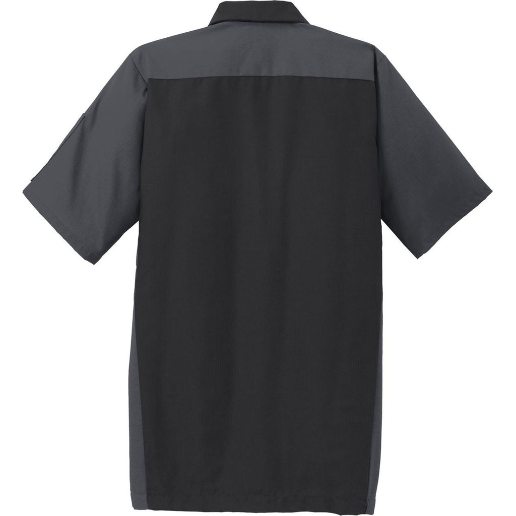 Red Kap Men's Black/Charcoal Short Sleeve Ripstop Crew Shirt