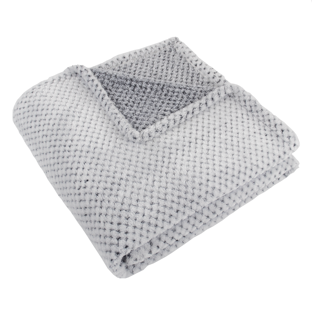 Zusa White with Charcoal Plush Siesta Blanket