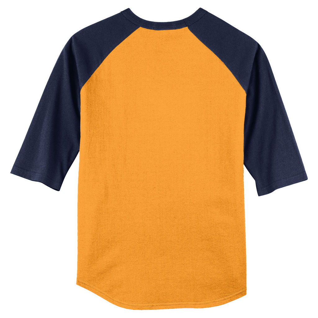 Sport-Tek Men's Gold/Navy Colorblock Raglan Jersey