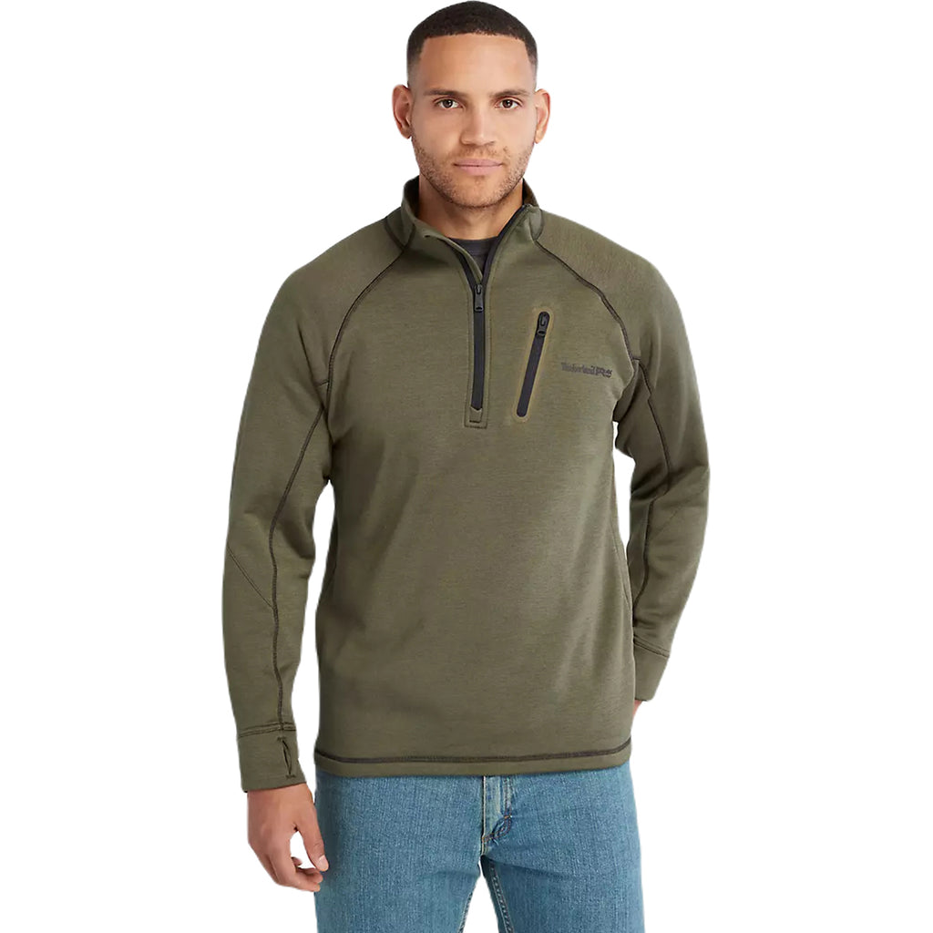 Timberland Men's Burnt Olive Heather Reaxion 1/4 Zip Fleece