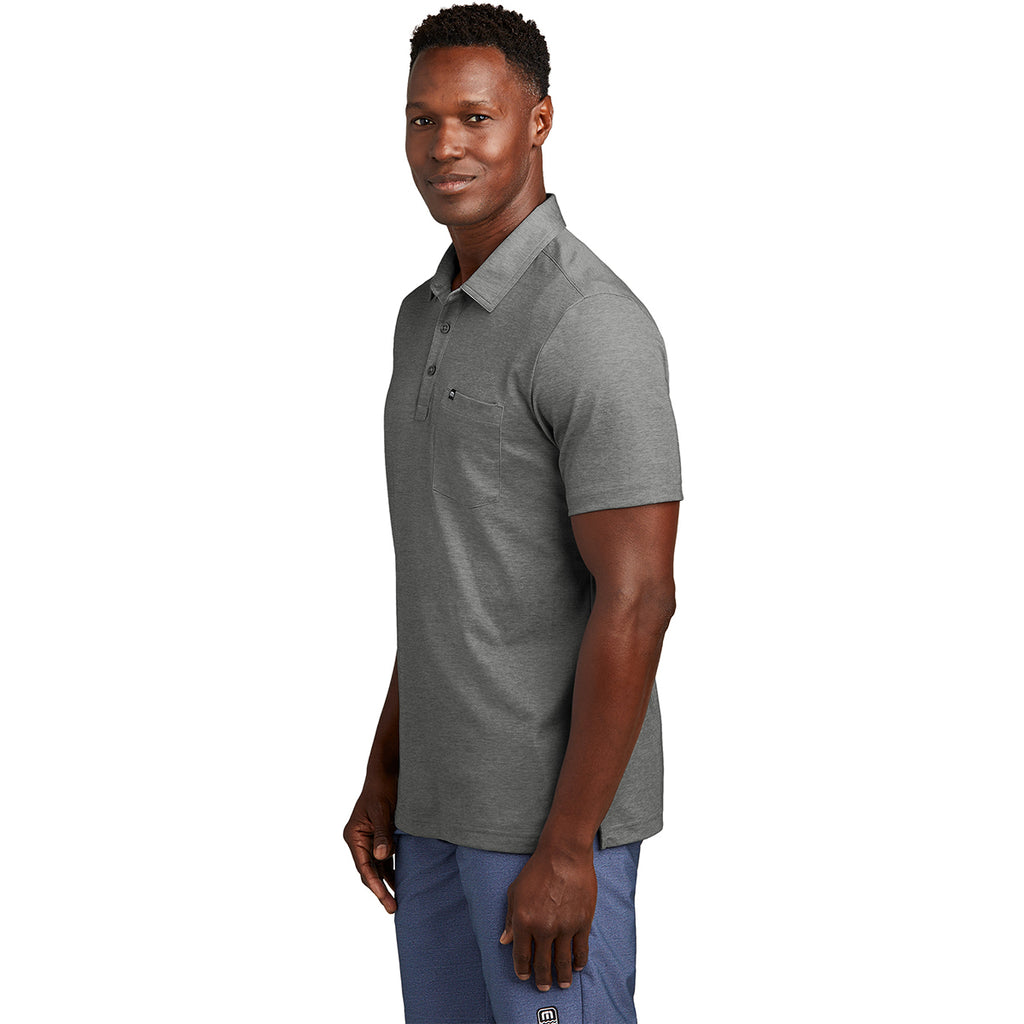 TravisMathew Men's Quiet Shade Grey Heather Oceanside Heather Pocket Polo