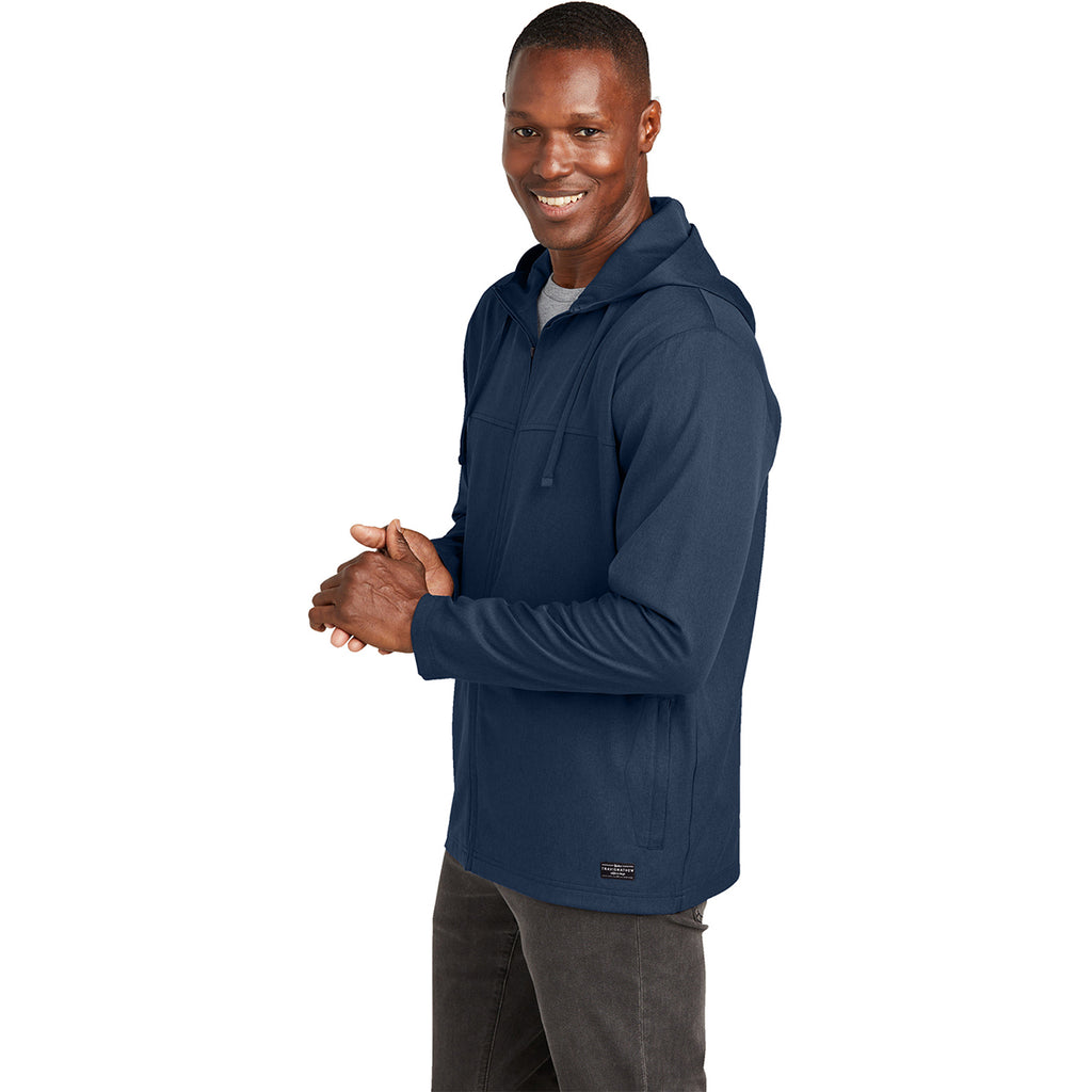 TravisMathew Men's Blue Nights Heather Balboa Hoodied Full-Zip Jacket