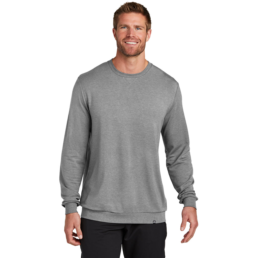 TravisMathew Men's Light Grey Heather Long Weekend Crew