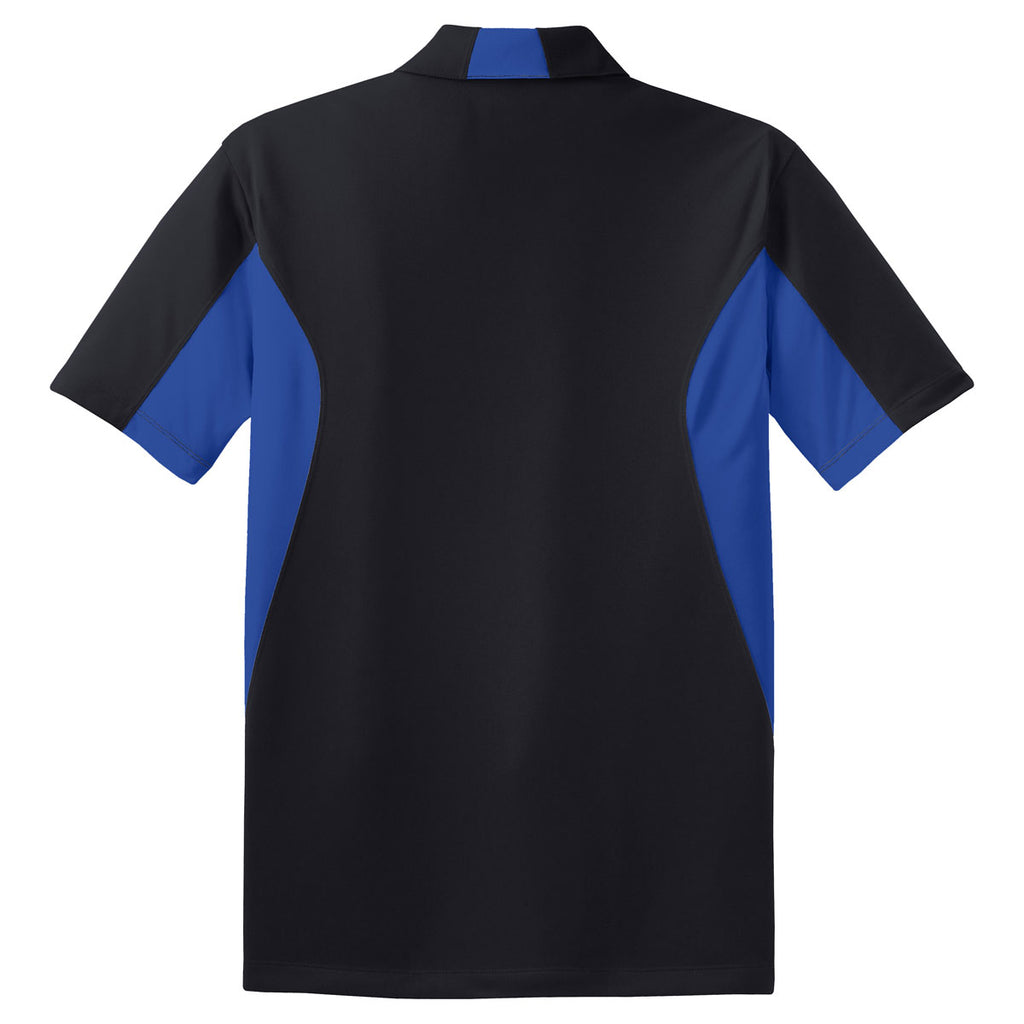 Sport-Tek Men's Black/ True Royal Tall Side Blocked Micropique Sport-Wick Polo