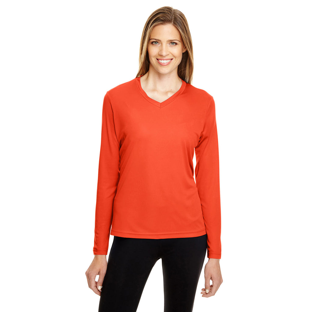 Team 365 Women's Sport Orange Zone Performance Long-Sleeve T-Shirt