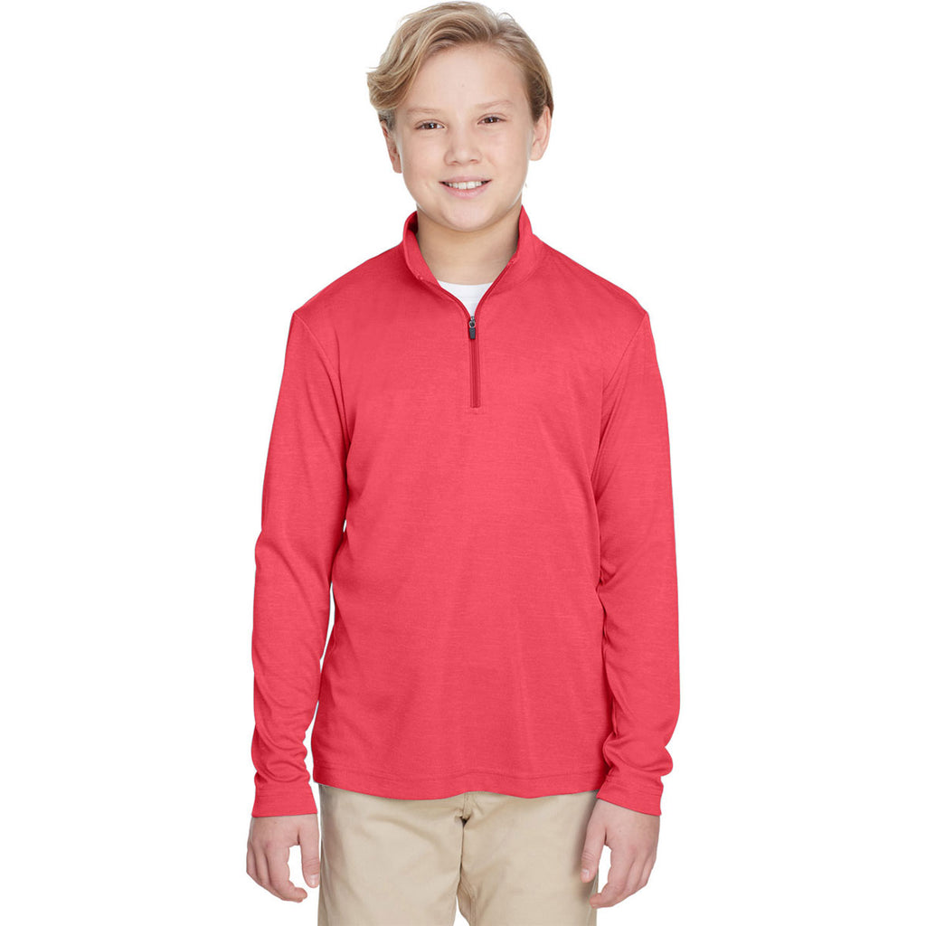 Team 365 Youth Sport Red Heather Zone Sonic Heather Performance Quarter-Zip