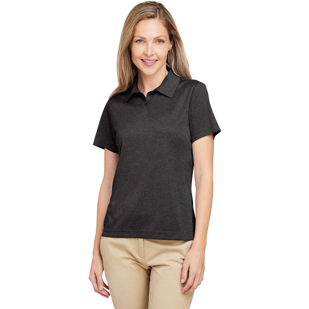 Team 365 Women's Black Heather Zone Sonic Heather Performance Polo