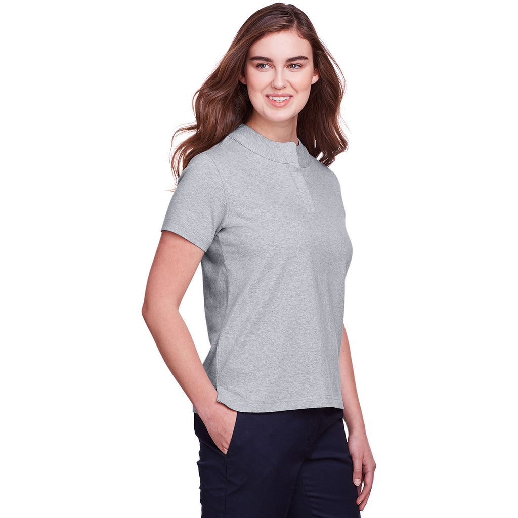 UltraClub Women's Heather Grey Lakeshore Stretch Cotton Performance Polo