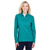 UltraClub Women's Jade Heather Coastal Pique Fleece Quarter-Zip