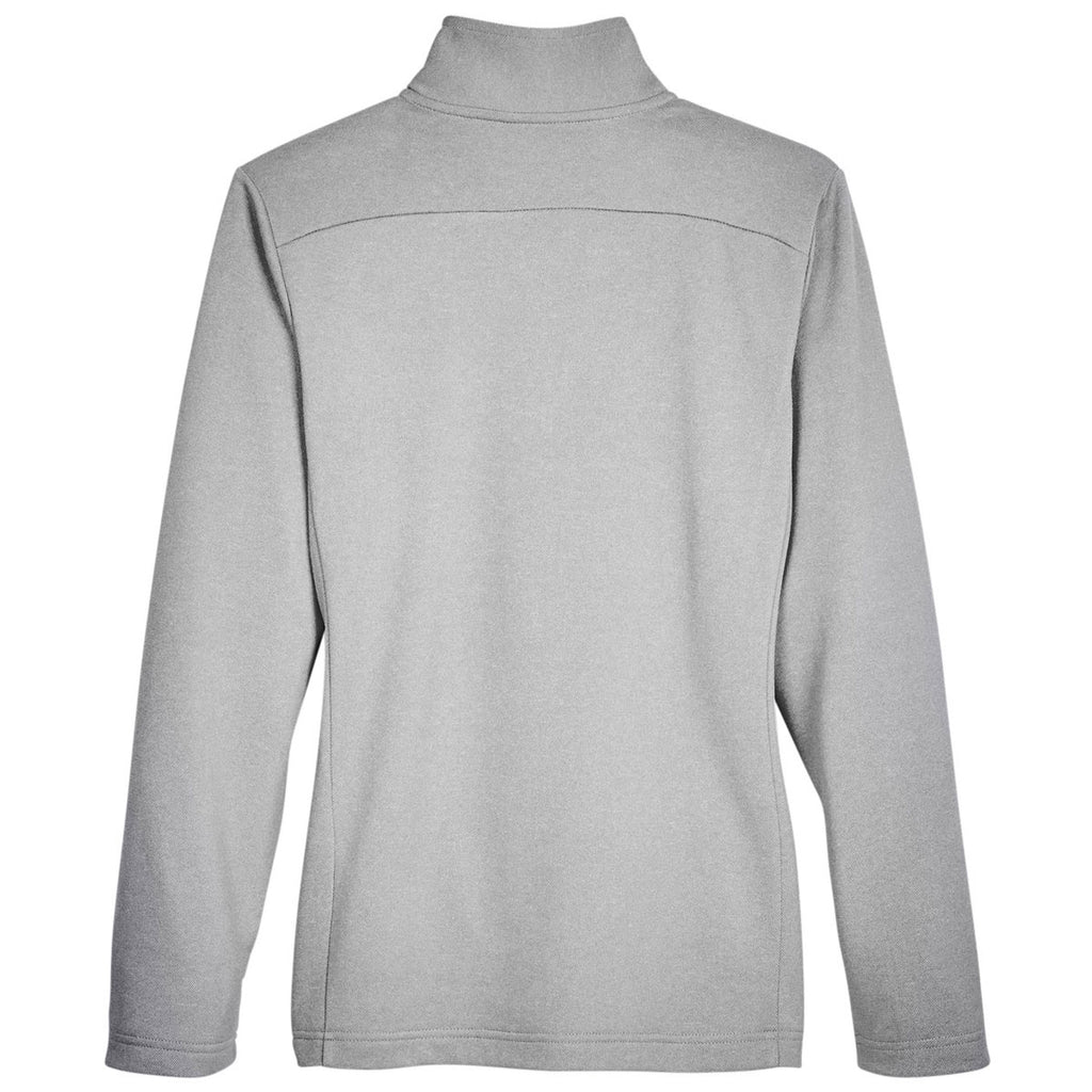 UltraClub Women's Silver Heather Coastal Pique Fleece Quarter-Zip