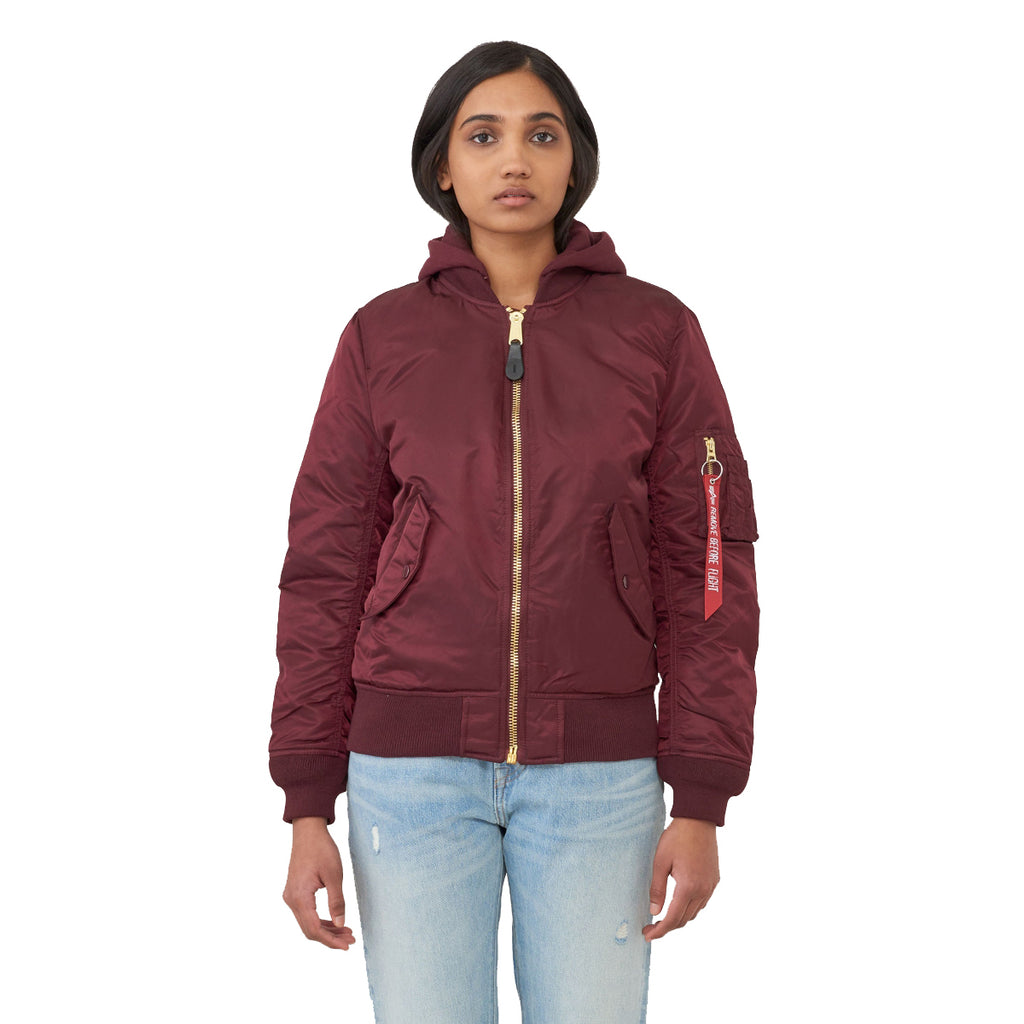 Alpha Industries Women's Maroon/Mauve Lining MA-1 Natus Flight Jacket