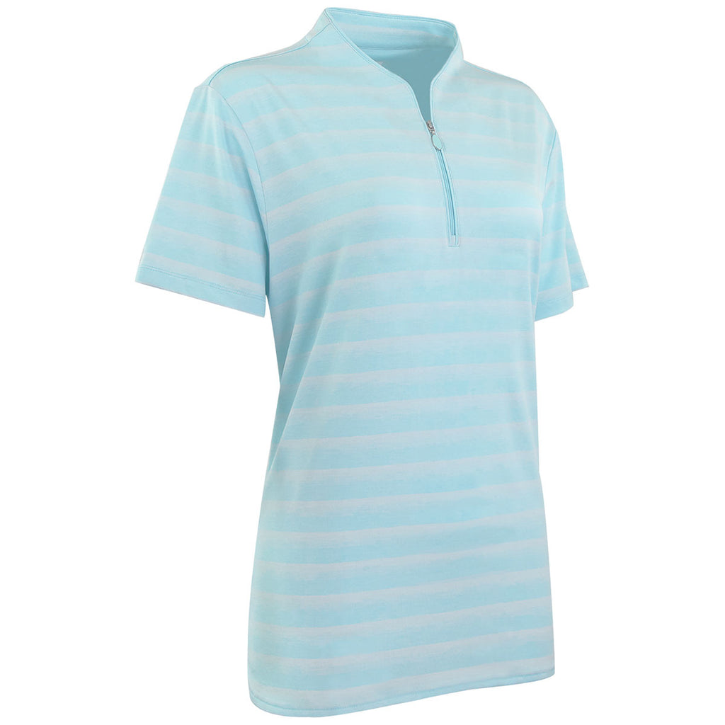 Greg Norman Women's Seaside Blue Heather LAB Stripe Polo