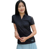 Greg Norman Women's Black Micro Pique Spinner Print Polo