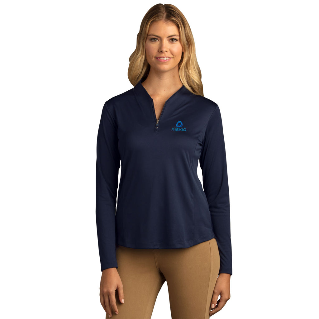 Greg Norman Women's Navy Play Dry Tulip Neck 1/4-Zip