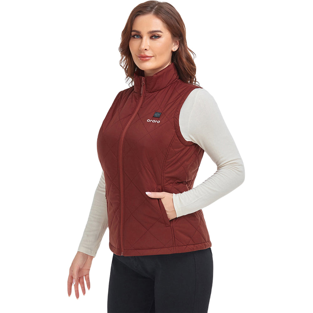 Ororo Women's Dark Red Heated Quilted Vest