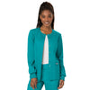 Cherokee Women's Teal Blue Workwear Revolution Snap Front Warm-Up Jacket