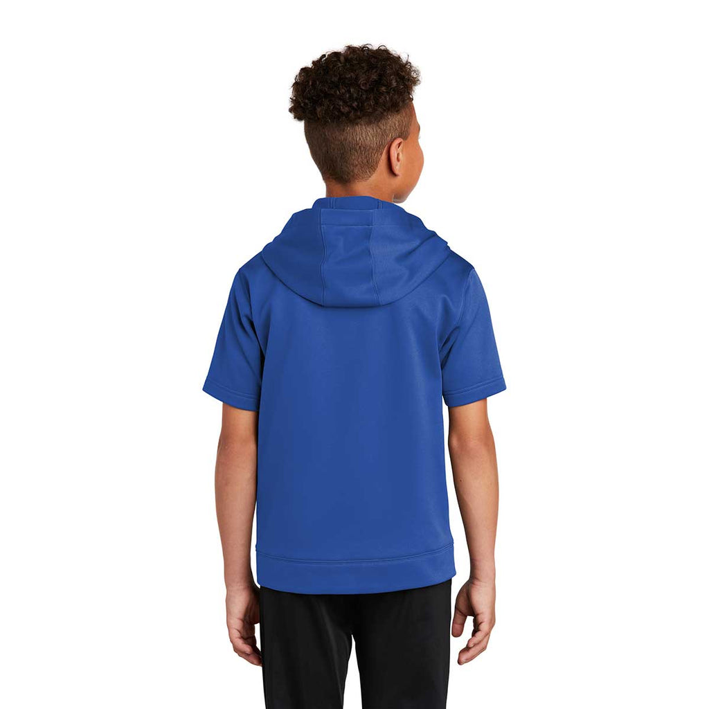 Sport-Tek Youth True Royal Sport-Wick Fleece Short Sleeve Pullover Hoodie