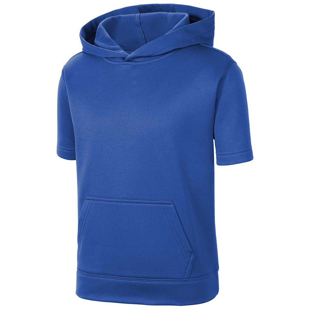 Sport-Tek Youth True Royal Sport-Wick Fleece Short Sleeve Pullover Hoodie