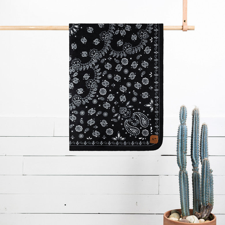 Slowtide Paisley Park- Black Fleece Blanket