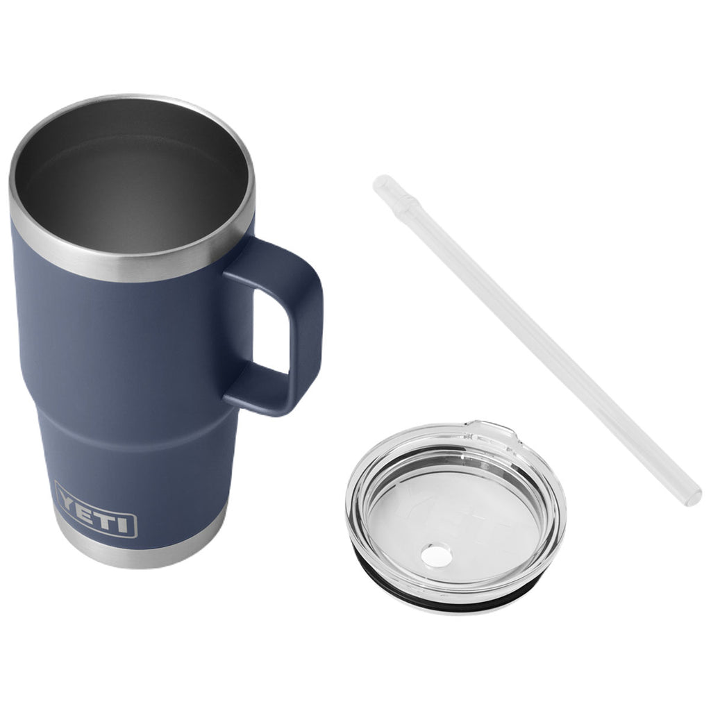 YETI Navy Rambler 25 oz Mug W/Straw Lid